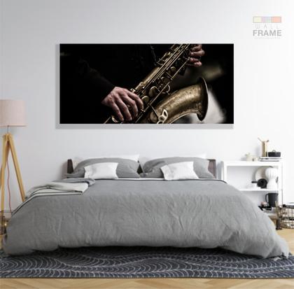 Imagem de Quadro Saxofone Vintage Música Instrumentos em Tecido Canvas 130x60