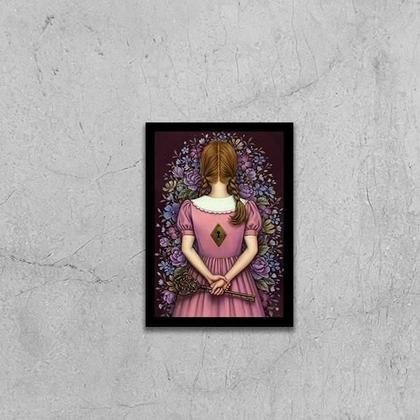 Imagem de Quadro Surrealista Menina Com Chave 33X24 Com Vidro - Preta