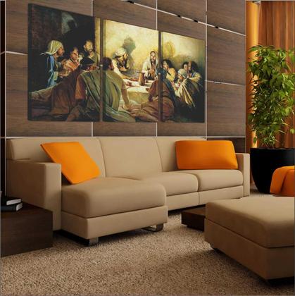 Imagem de Quadro Tela Canvas Tecido Santa Ceia Apóstolos Jesus Tamanho 186 cm x 100 cm