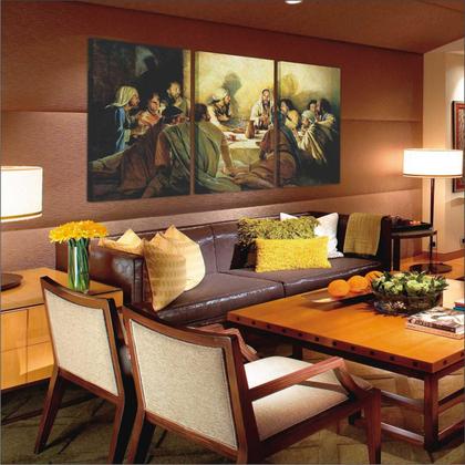 Imagem de Quadro Tela Canvas Tecido Santa Ceia Apóstolos Jesus Tamanho 186 cm x 100 cm