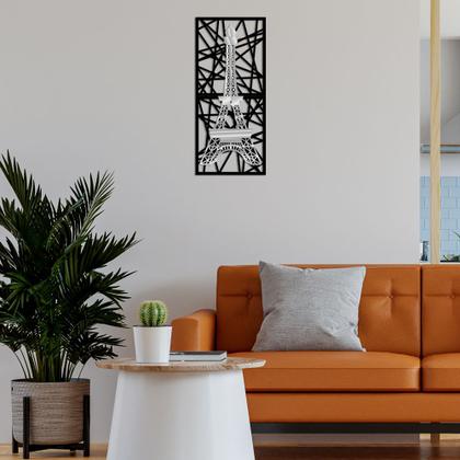 Imagem de Quadro Torre Eiffel Abstrato com Detalhe em Acrílico Prata Premium MDF 100x50cm