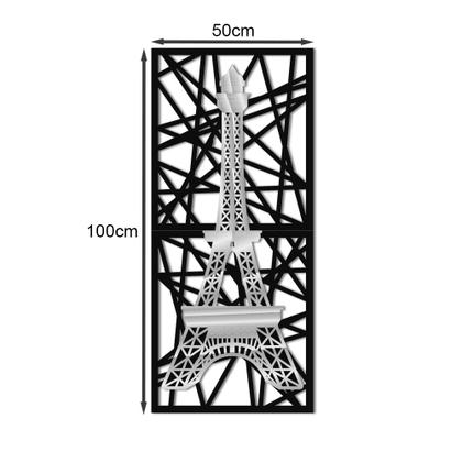Imagem de Quadro Torre Eiffel Abstrato com Detalhe em Acrílico Prata Premium MDF 100x50cm