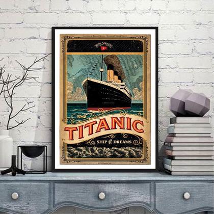 Imagem de Quadro Vintage Navio Titanic 33x24cm - com vidro