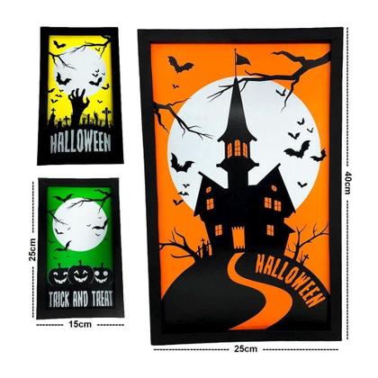 Imagem de Quadros Com Molduras 3 Peças Halloween Decorativas Neon