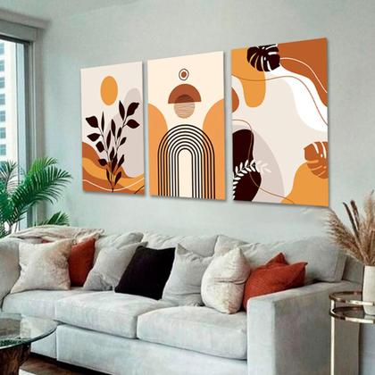 Imagem de Quadros Decorativos Abstrato Orgânico Tons Terrosos Boho