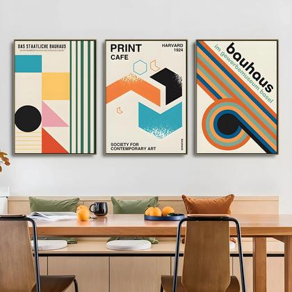 Imagem de Quadros Decorativos Bauhaus - Arte Abstrata Geométrica para Sala de Estar