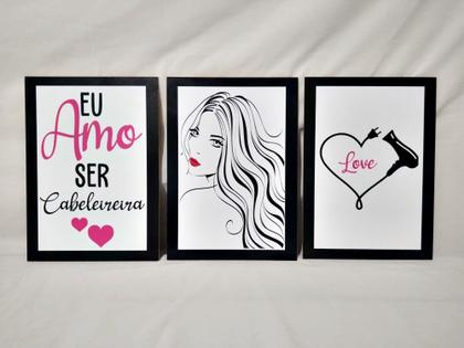 Imagem de Quadros Decorativos Cabeleireira Salão De Beleza Kit Com 3