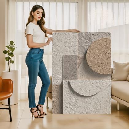Imagem de Quadros Decorativos Camadas Neutras 90x60 Moderno Luxo Sala Quarto Escritório