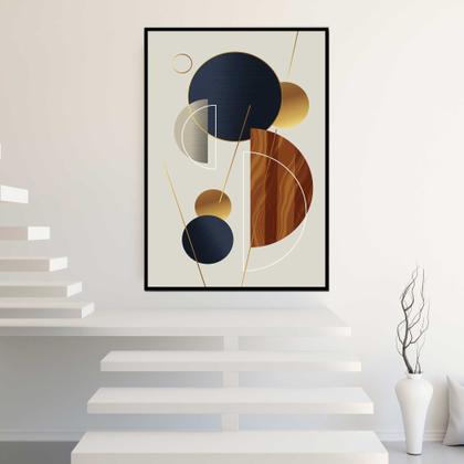 Imagem de Quadros Decorativos com com Moldura Abstrato Geomêtrico Marrom Vertical para Sala Quarto Decoração