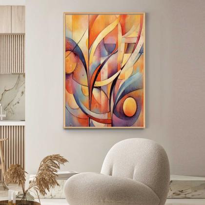Imagem de Quadros Decorativos com com Moldura Cores ao Vento Abstrato Moderno Vertical para Sala Quarto Decoração