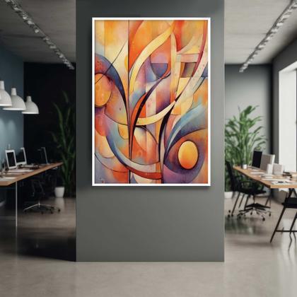Imagem de Quadros Decorativos com com Moldura Cores ao Vento Abstrato Moderno Vertical para Sala Quarto Decoração