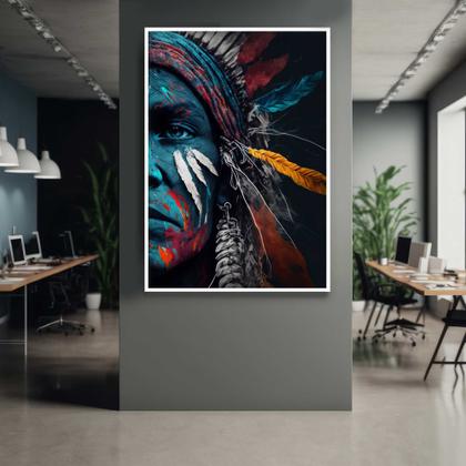 Imagem de Quadros Decorativos com com Moldura Indio Americano Vertical para Sala Quarto Decoração