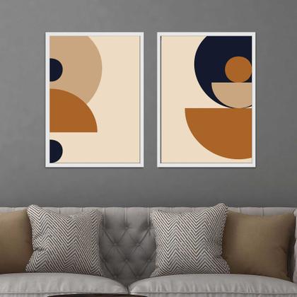 Imagem de Quadros Decorativos com Moldura  Geometrico Formas  Sala Quarto Kit Conjunto 2