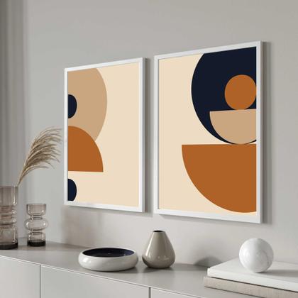 Imagem de Quadros Decorativos com Moldura  Geometrico Formas  Sala Quarto Kit Conjunto 2