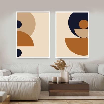 Imagem de Quadros Decorativos com Moldura  Geometrico Formas  Sala Quarto Kit Conjunto 2