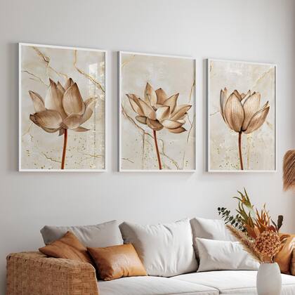 Imagem de Quadros Decorativos com Moldura Sala Quarto Abstrato Flores Quartzo