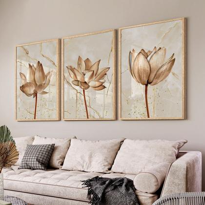 Imagem de Quadros Decorativos com Moldura Sala Quarto Abstrato Flores Quartzo