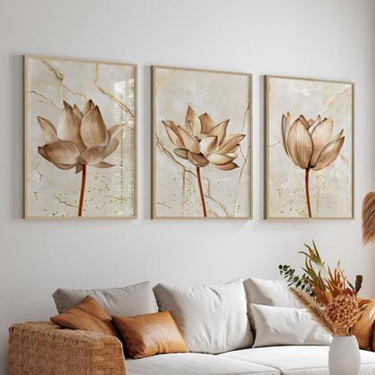 Imagem de Quadros Decorativos com Moldura Sala Quarto Abstrato Flores Quartzo