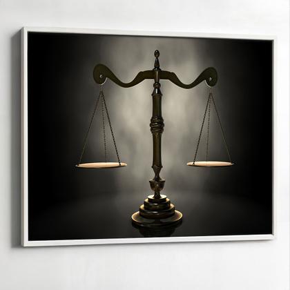 Imagem de Quadros decorativos com Moldura Sala Quarto Balança Justiça Grande Hall