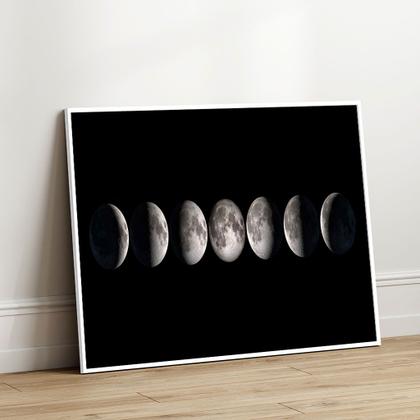 Imagem de Quadros decorativos com Moldura Sala Quarto Fases da Lua Grande Hall