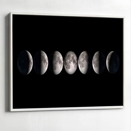 Imagem de Quadros decorativos com Moldura Sala Quarto Fases da Lua Grande Hall