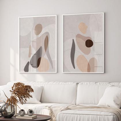 Imagem de Quadros Decorativos Dupla Mulher Abstrato 55X40 Com Moldura