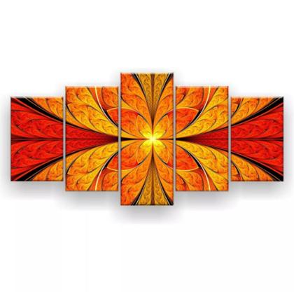 Imagem de Quadros Decorativos Mosaico Flor Simétrica Vitral Laranja"