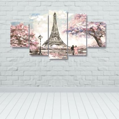 Imagem de Quadros Decorativos Paris Torre Eiffel Rosa Aquarela Sala Quarto