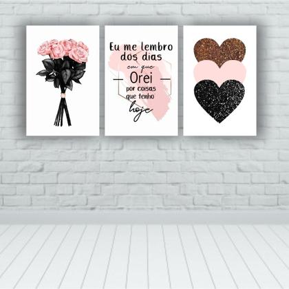 Imagem de Quadros Decorativos quarto Religiosos Oração Dias em que Orei Rosa