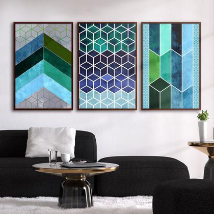 Imagem de Quadros Decorativos Textura CX Alta 40x60 Chevron Cores 3 Un