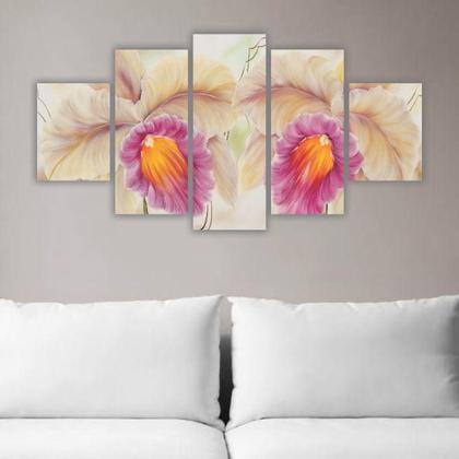 Imagem de Quadros Mosaico Mdf Floral Flores Orquideas 115X60Cm