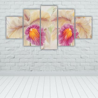 Imagem de Quadros Mosaico Mdf Floral Flores Orquideas 115X60Cm