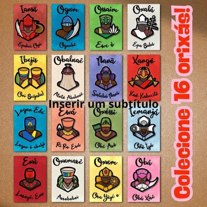 Imagem de Quadros Orixás com suas Saudações Cortados e Impressos a Laser, Já com fita adesiva para pendurar. EXCLUSIVO