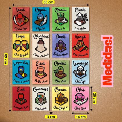 Imagem de Quadros Orixás com suas Saudações Cortados e Impressos a Laser, Já com fita adesiva para pendurar. EXCLUSIVO