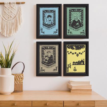 Imagem de Quadros Religiosos Santos Juninos Moldura Preta 22x32cm Kit 4un