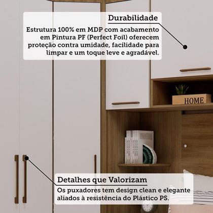 Imagem de Quarto 8 Portas 5 Gavetas Cabeceira Cs Paris Luciane Móveis Avelã Pf-branco Pf