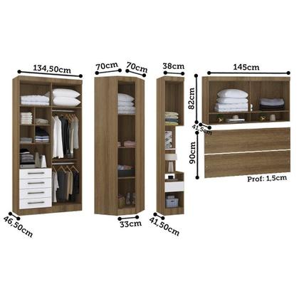 Imagem de Quarto 8 Portas 5 Gavetas Cabeceira Cs Paris Luciane Móveis Avelã Pf-branco Pf