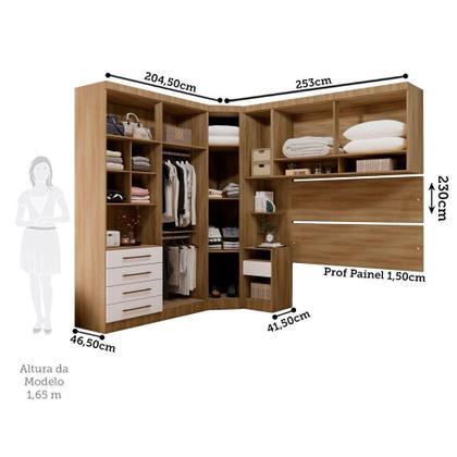 Imagem de Quarto 8 Portas 5 Gavetas Cabeceira Cs Paris Luciane Móveis Avelã Pf-branco Pf