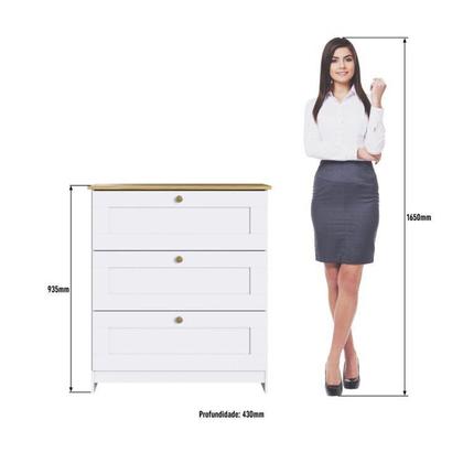 Imagem de Quarto Americano Solteiro 3 Peças Guarda-roupa, Cômoda e Mesa de Cabeceira