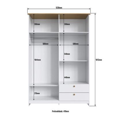 Imagem de Quarto Americano Solteiro 3 Peças Guarda-roupa, Cômoda e Mesa de Cabeceira