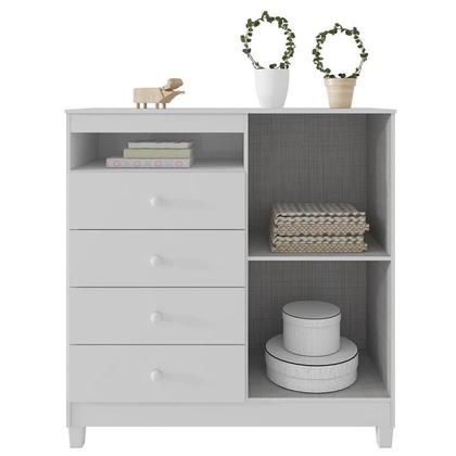 Imagem de Quarto Bebê 4 Portas Ternura Baby e Mini Berço Moisés Alegria com Colchão Branco Flex - Incorplac