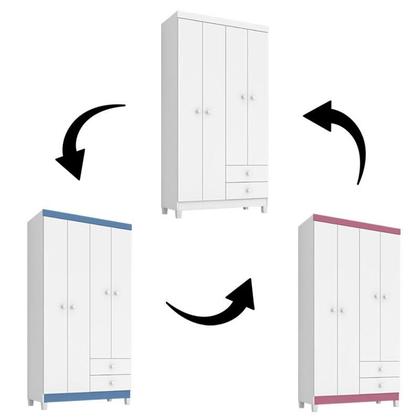 Imagem de Quarto Bebê 4 Portas Ternura Baby e Mini Berço Moisés Alegria com Colchão Branco Flex - Incorplac