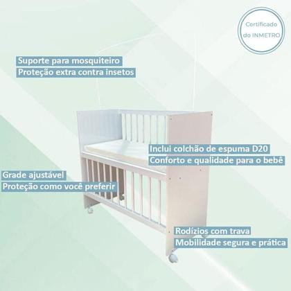 Imagem de Quarto Bebê 6 Portas com Gaveteiro Ternura Baby e Mini Berço Moisés Alegria com Colchão - Incorplac