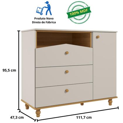 Imagem de Quarto Bebê Completo Berço Americano 3 em 1 Cômoda 1 Porta 100% MDF