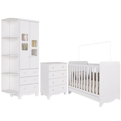 Imagem de Quarto Bebê Completo Berço Americano Ben Guarda Roupa Uli Com Prateleiras Gaveteiro
