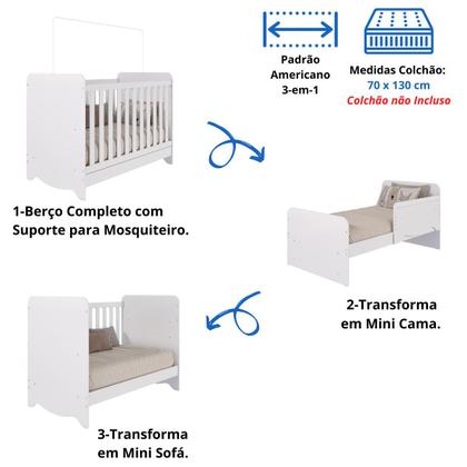 Imagem de Quarto Bebê Completo Berço Americano Ben Guarda Roupa Uli Com Prateleiras Gaveteiro