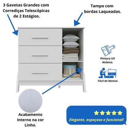 Imagem de Quarto Bebê Completo Berço Americano Cômoda 1 Porta 100% MDF