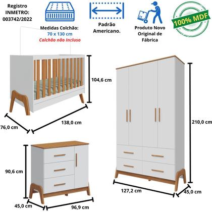 Imagem de Quarto Bebê Completo Berço Americano Guarda Roupas Cômoda