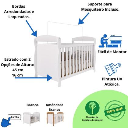 Imagem de Quarto Bebê Completo Berço Americano Marquesa 3 em 1 Guarda Roupa 4 Portas Cômoda Bolinha 100% MDF