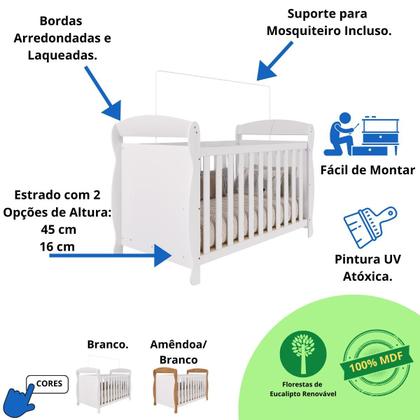 Imagem de Quarto Bebê Completo Berço Americano Marquesa 3 em 1 Guarda Roupas 4 Portas Cômoda Junior 100% MDF